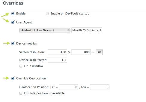 devtool - mobile overrides