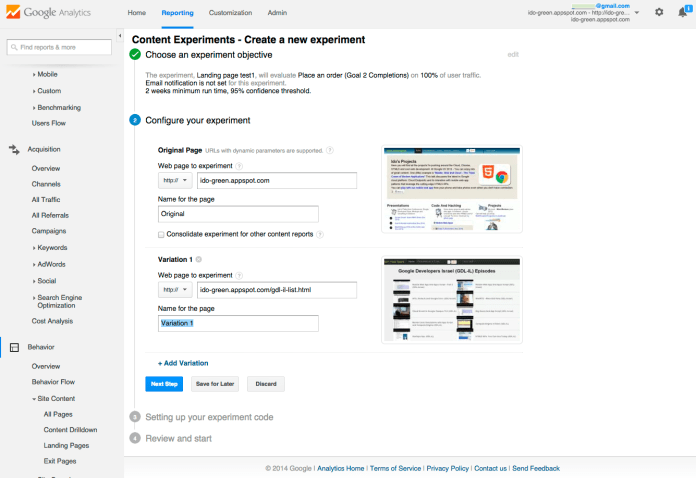 step 3 - content experiment