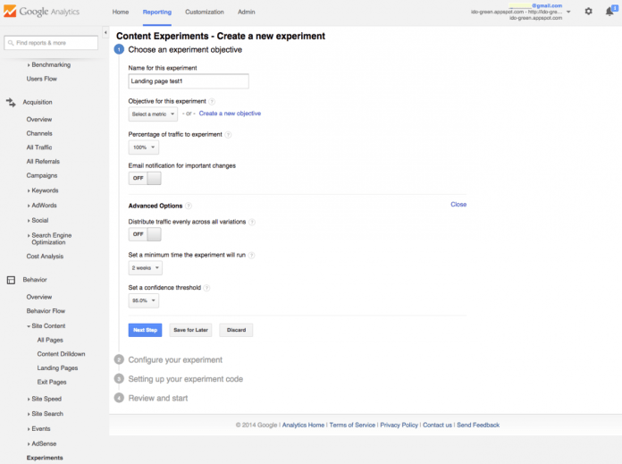 step 2 - Content experiment