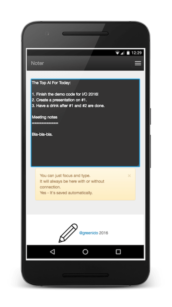 noter-1 PWA in Nexus 6