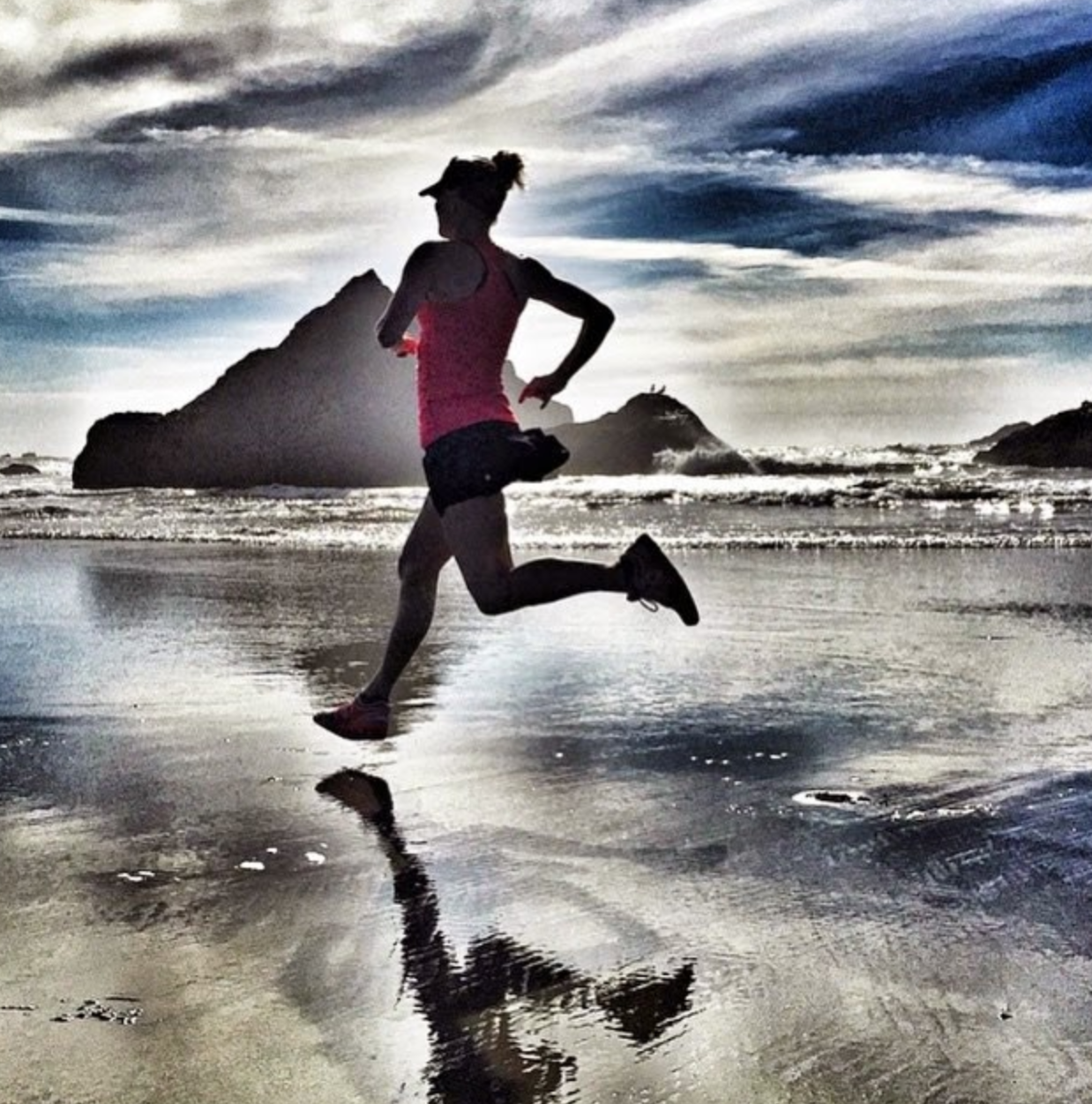 running on the beach