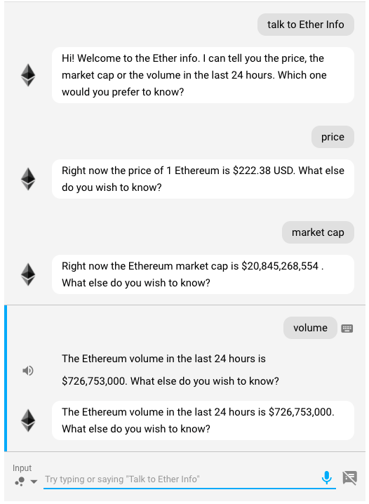 Ether Info app conversation