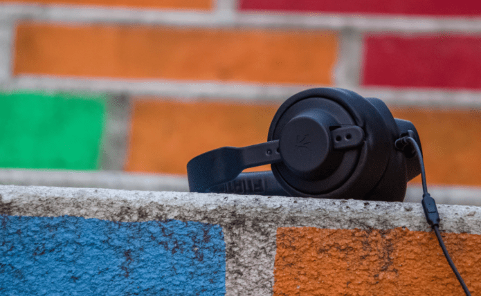 headset with colors in the background