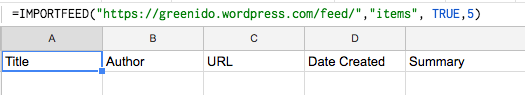 import rss in google sheets
