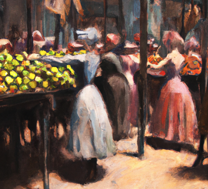 Dall-E painting the fruit market