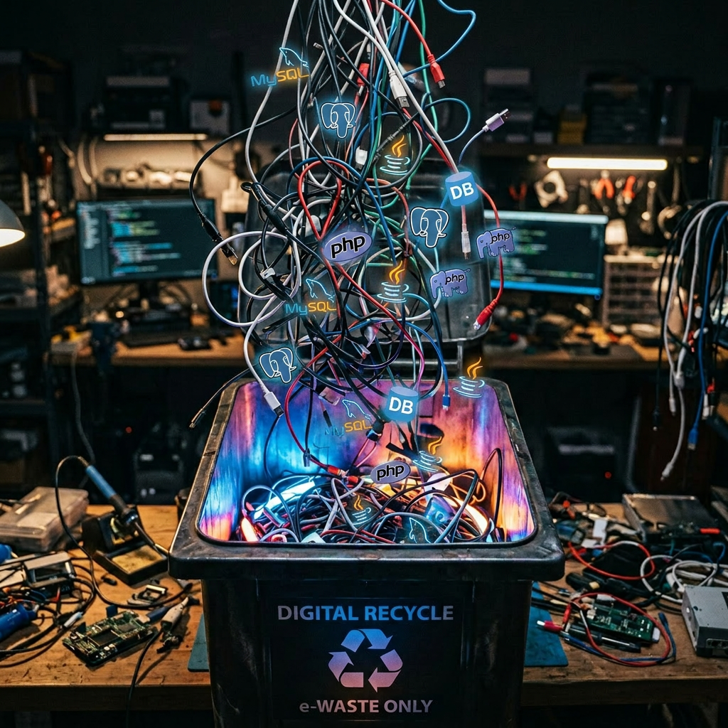 Digital e-waste and social media icons